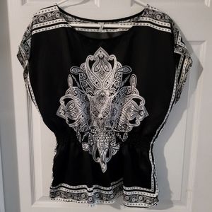 Black/white details,gathered @waist, L